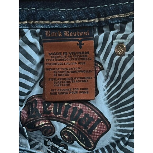 Rock Revival Shorts Jean Y2K Low Rise Cut Off Distressed Rip Raw Hem 26 Festival - Picture 7 of 7
